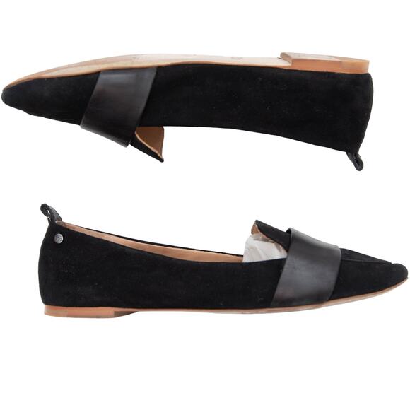 UGG Black Suede Pointe Toe Jonette Flat Shoes Size 7 - Picture 6 of 11